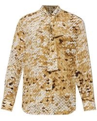 Moschino - Scallop-Print Bow-Detail Shirt - Lyst