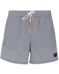 Peuterey - Striped Crinkled-Finish Swim Shorts - Lyst
