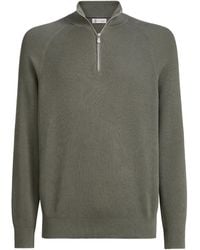 Brunello Cucinelli - Geribbelde Trui Met Halve Rits - Lyst