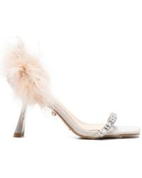 Twentyfourhaitch - Sandales Talia Ornées De Plumes Et Cristaux - Lyst