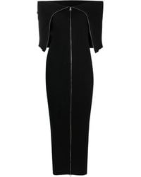 MM6 by Maison Margiela - Zippered Rib Knit Midi Dress - Lyst