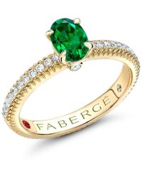 Faberge - 18kt Yellow Gold Colour Of Love Emerald And Diamond Ring - Lyst