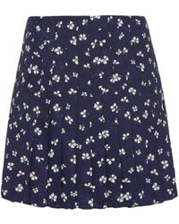 Prada - Floral-jacquard Pleated Mini Skirt - Lyst