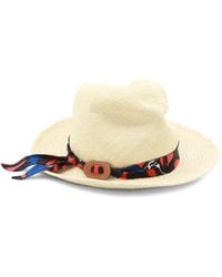 CUBA LAB - Scarf-Detail Raffia Sun Hat - Lyst