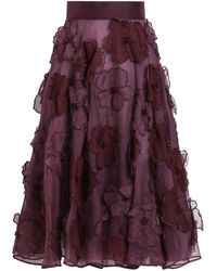 Dolce & Gabbana - Organza Midi Circle Skirt With Floral Embroidery - Lyst