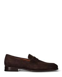 Santoni - Suede Penny Loafers - Lyst