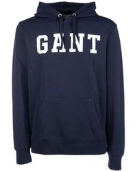 GANT - Felpa Con Cappuccio E Logo - Lyst