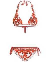 Dolce & Gabbana - Dolce & Gabbana Majolica Print Bikini Set - Lyst