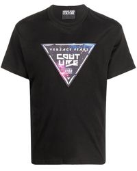 Versace - T-shirt en coton à patch logo - Lyst