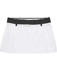 Prada - Poplin And Rush Stitch Miniskirt - Lyst