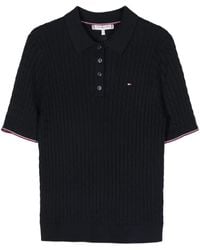 Tommy Hilfiger - Textured Knit Polo Shirt With Contrast Stripes - Lyst