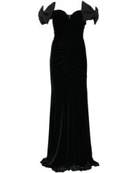 Nissa - Bow-Detail Velvet Maxi Dress - Lyst