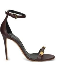 Elisabetta Franchi - Leather Sandals With Logo Details - Lyst
