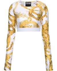 Versace - Top crop con stampa Watercolour Couture - Lyst