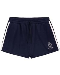 Sporty & Rich - Logo-Embroidery Side-Stripe Shorts - Lyst