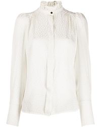 Isabel Marant Blusa con motivo y cuello con volantes - Blanco