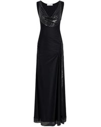 Rabanne - Long Mesh And Jersey Dress - Lyst