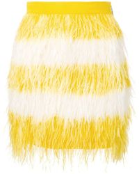 MSGM Minijupe à plumes - Jaune