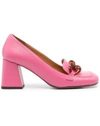 Chie Mihara - 75mm Chain-link Detail Leather Loafers - Lyst