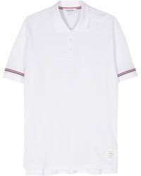 Thom Browne - Rwb-Stripe Fine-Knit Polo Shirt - Lyst