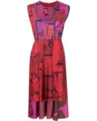 Ferragamo - Patterned Silk Midi Dress - Lyst