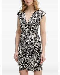 Morgan - Leaf-Print Wrap Mini Dress - Lyst