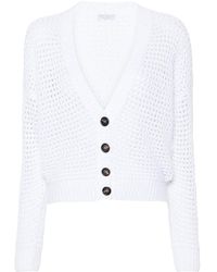 Brunello Cucinelli - Open-Knit Cardigan With Sequins - Lyst