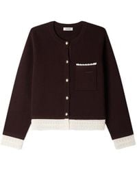 Sandro - Embroidered-Trim Patch-Pocket Cardigan - Lyst