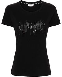 Liu Jo - T-shirt orné de cristal à logo imprimé - Lyst
