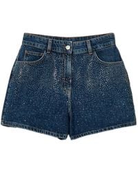 Twinset - Rhinestone-Detail Denim Shorts - Lyst