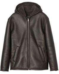Sandro - Veste En Peau De Mouton Retournée À Capuche - Lyst
