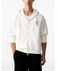 ARMANI EXCHANGE - Hoodie Zippé À Logo Brodé - Lyst