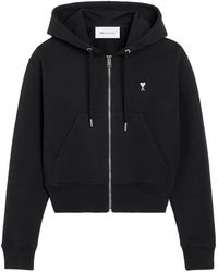 Ami Paris - Sudadera De Algodón Con Cremallera Y Capucha Con Logo Ami De Coeur - Lyst