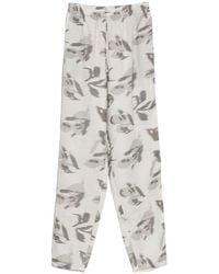 Emporio Armani - Printed Linen Trousers - Lyst
