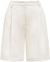 12 STOREEZ - Leinen-Shorts Mit Falten - Lyst