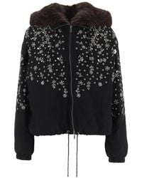 Stella McCartney - Embellished Faux-Fur-Trim Jacket - Lyst