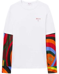 Emilio Pucci - T-Shirt im Layering-Look mit Marmo-Print - Lyst