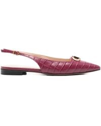 Twinset - Crocodile-Effect Slingback Pumps - Lyst