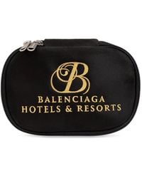 Balenciaga - Samt-Clutch mit Logo-Stickerei - Lyst
