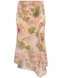 Paris Georgia Basics - Mae Floral-Print Asymmetric-Hem Midi Skirt - Lyst