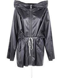 Rick Owens - Leren Jack Met Trekkoord - Lyst