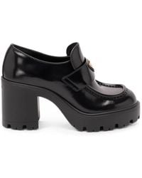 Prada - Logo-Plaque Chunky-Sole Loafers - Lyst