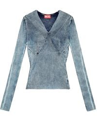 DIESEL - Ribbed V-Neck Top - Lyst