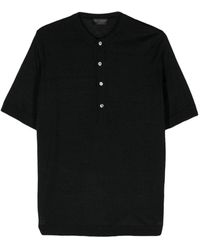 Dell'Oglio - T-Shirt mit Henley-Kragen - Lyst