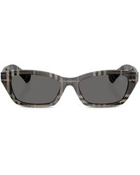 Burberry - Lunettes De Soleil À Monture Rectangulaire À Carreaux - Lyst
