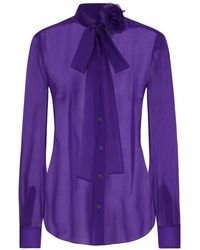Dolce & Gabbana - Chiffon Shirt With Flower Detail - Lyst