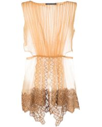 Alberta Ferretti - Lace-Trim Silk Tank Top - Lyst
