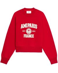 Ami Paris - Logo-print Organic-cotton Sweatshirt - Lyst