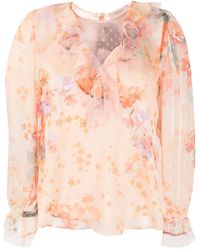 Twinset - Gerüschte Bluse Mit Blumen-Print - Lyst