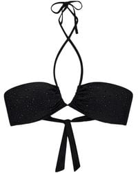 Guess - Crystal-Embellished Ruched Bikini Top - Lyst